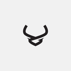 Simple yet striking bull horn logo in black on white, ideal for branding, security, or sports. Clean lines create a modern, impactful design suitable for websites, apps, and marketing materials.