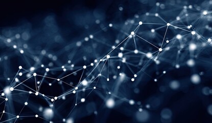 Abstract network of connected dots, representing digital data flow and connections.