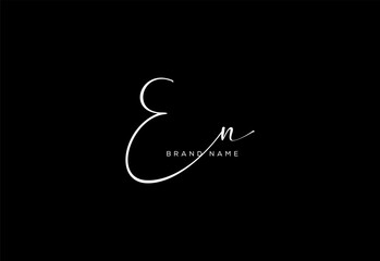 EN letter beauty cursive handwriting logo.