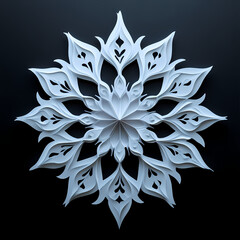 Paper Cut Snowflake on Dark Background
