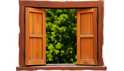 Rustic wooden window, closed, white background,  background, window