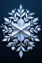 Paper Cut Snowflake on Dark Background