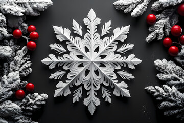 Paper Cut Snowflake on Dark Background