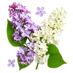 Lilac bouquet on white background