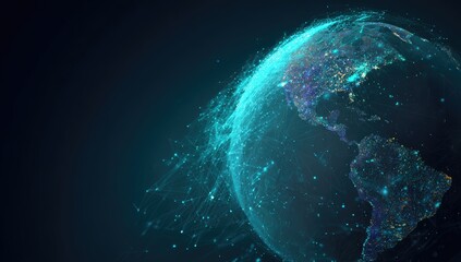 Digital Earth Globe with Glowing Connections and City Lights.