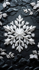 Paper Cut Snowflake on Dark Background