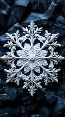 Paper Cut Snowflake on Dark Background
