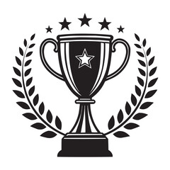 Black and White Trophy Vector Illustration – Simple Award Cup Icon Design