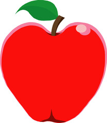 Vibrant Red Apple with Green Leaf