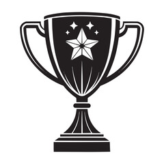 Black and White Trophy Vector Illustration – Simple Award Cup Icon Design