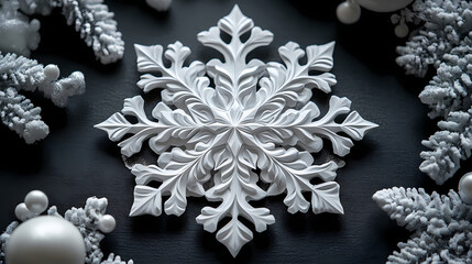 Paper Cut Snowflake on Dark Background
