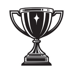 Black and White Trophy Vector Illustration – Simple Award Cup Icon Design