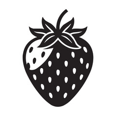 Black and White Strawberry Vector Illustration – Vintage Engraving Style