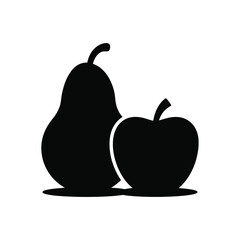 Silhouette of a pear and an apple on a white background