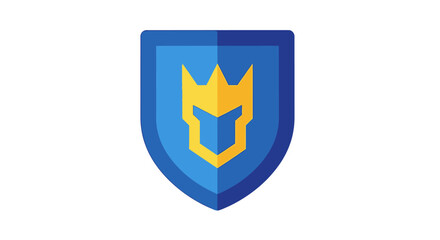Blue Heraldic Shield with a Golden Crown Icon.