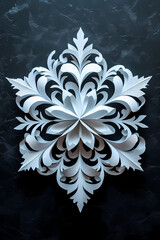Paper Cut Snowflake on Dark Background
