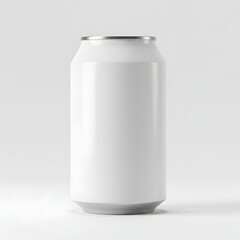 A crisp, clean, white beverage can stands alone on a seamless white background, ready for branding or design