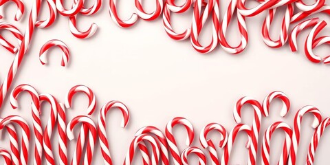 A vibrant background of red and white candy canes, arranged in a festive pattern, christmas background, candy cane
