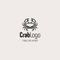 Simple Black White Crab Drawing