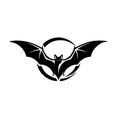 Flying Bat Logo Silhoutte - Gothic Winged Bat Symbol Logo Vector 
