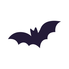 Simple flat vector illustration of a bat in Halloween theme. Great for spooky posters, party invitations, and seasonal decorations.