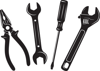 Hand Tools Vector Set  Wrench Pliers Screwdriver