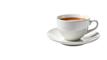 Cup of tea on a saucer in a clean and minimalist style with copy space