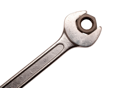 a wrench tightens a bolt