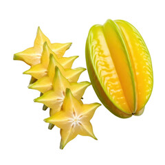Fototapeta premium Exotic star fruit composition showcasing vibrant color and unique star shaped slice arrangement