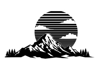 mountain landscape silhouette isolated on white background. vector illustration