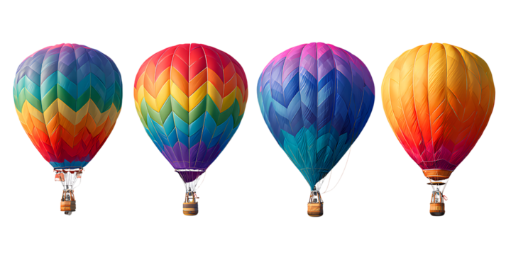 colorful hot air balloon isolated on transparent background, colorful hot air balloon isolated on transparent background, png file with white background. 
