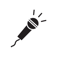 An icon  of  microphones, one in a solid fill and the other as a line art outline.