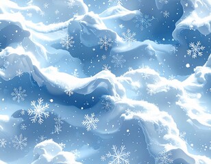 雪の結晶と雪景色の冬背景セット／Winter Snowflake and Snow Scene Background Set