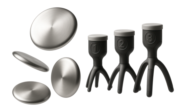 Stainless steel frisbee golf set with numbered targets for park activities