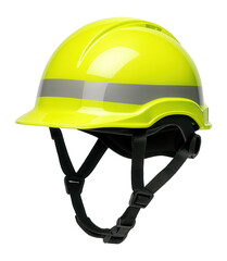 Fototapeta premium Industrial safety helmet with a high-visibility color and reflective bands