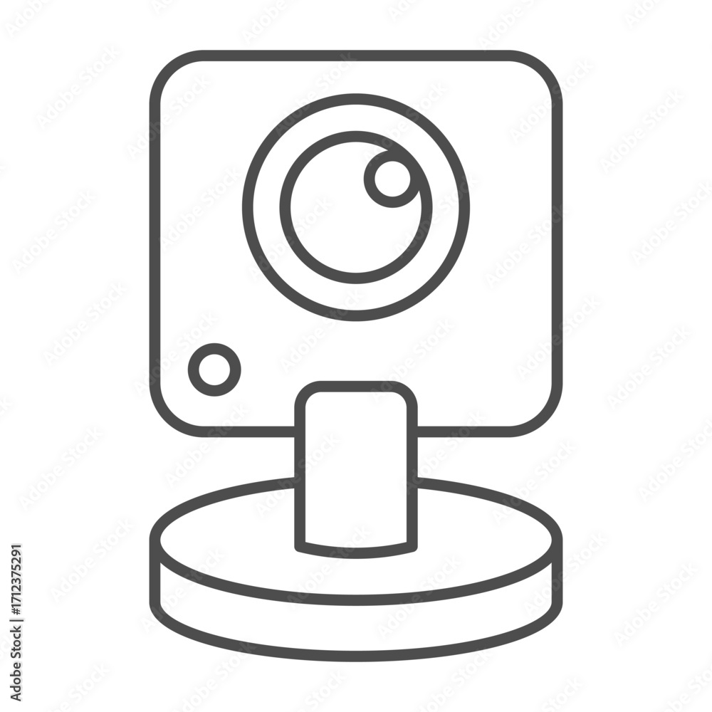 Aufkleber webcam with microphone thin line icon, portable electronics device concept, computer video camera si