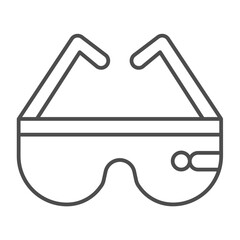 Augmented reality glasses thin line icon, futuristic smart device concept, AR and VR glasses sign on white background, outline style icon for mobile and web design. Vector graphics.