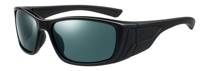 Polarized fishing sunglasses with side shields and rubberized nose pads