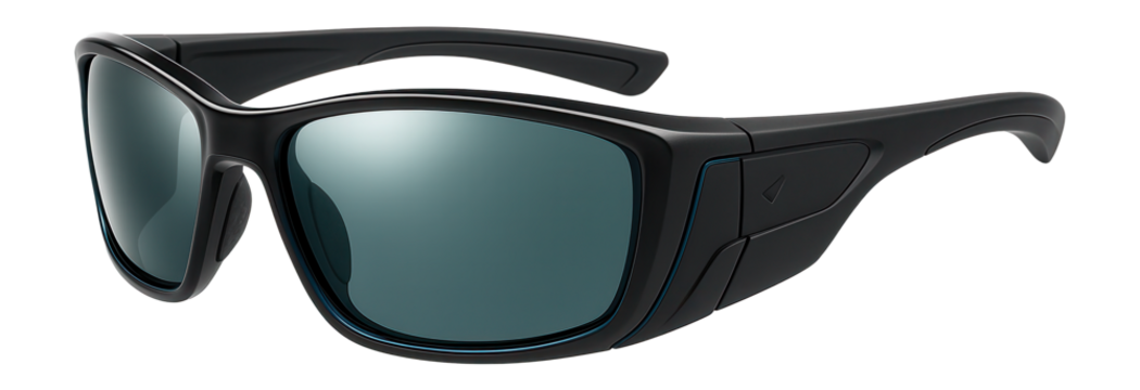 Polarized fishing sunglasses with side shields and rubberized nose pads