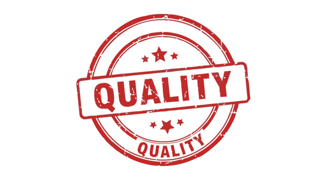 Red grunge stamp with the word "QUALITY" in a circular design.