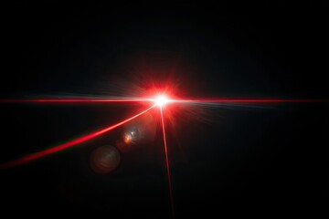 Bright red light burst against a dark black background, creating a striking visual.