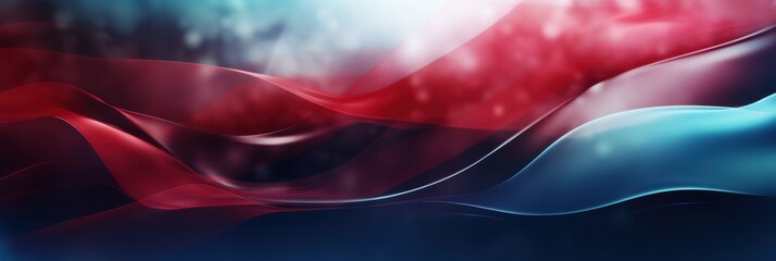 Abstract flowing red and blue waves with bokeh effect, USA Independence Day