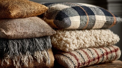 Cozy textured cushions in various fabrics and patterns for home decor