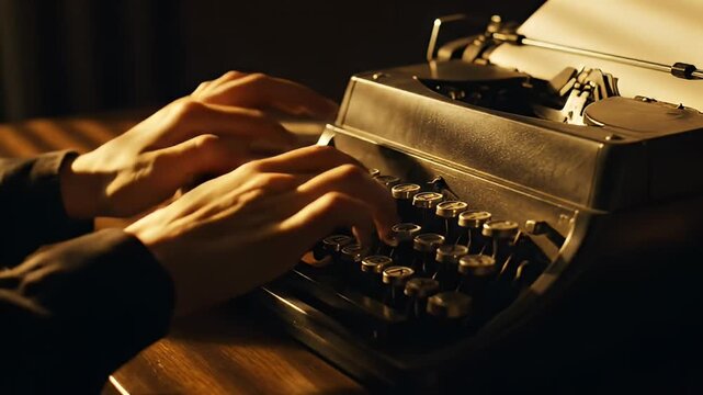 hands typing old typewriter creative writing