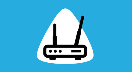 Wireless router icon with antennas for internet connection and network.
