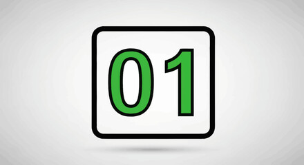 Green Number 01 in Black Bordered White Square.