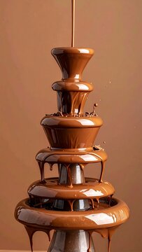 Chocolate fountain in motion
