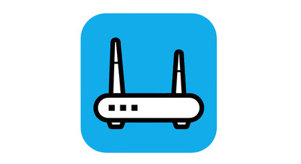 Obraz premium White internet router with two antennas on a blue background.