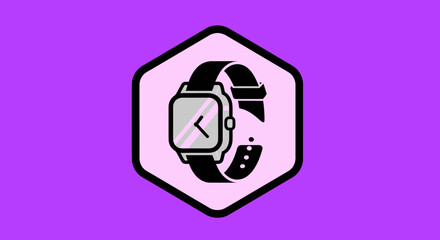 Minimalist black wristwatch icon with a square face.