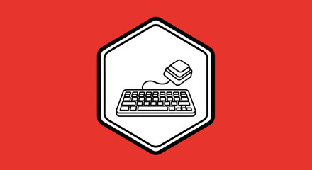 Keyboard and mouse icon representing computer technology and input devices.